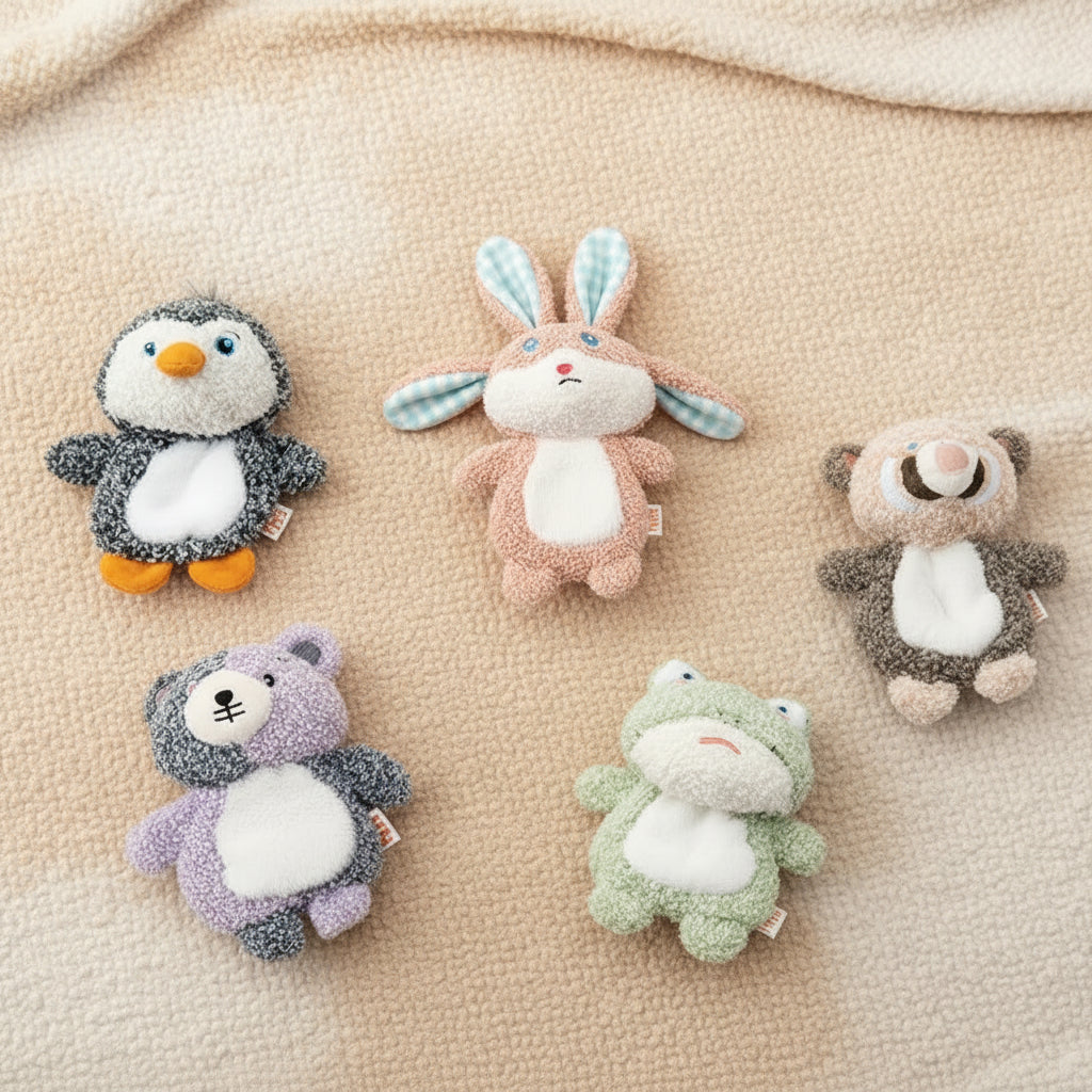 Cute Small Animal Dog Plush Toys Full Body Rattle with Built-In Squeaker Interactive Pet Playtime Toy to Reduce Loneliness