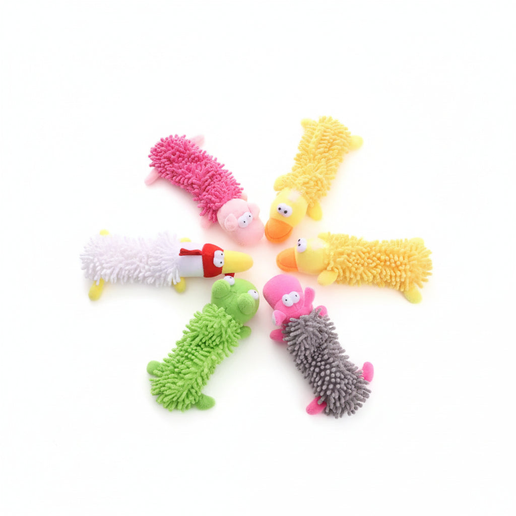 Durable Pet Dog Plush Toy for Small Breeds - Animal Shape Squeaky Chew Cleaning Toy for Chihuahua Yorkshire Bichon Puppies